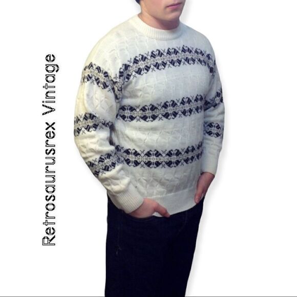 VINTAGE men’s winter white sweater, size XL - Picture 3 of 5